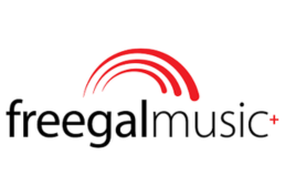 freegal text logo in black with red accents 